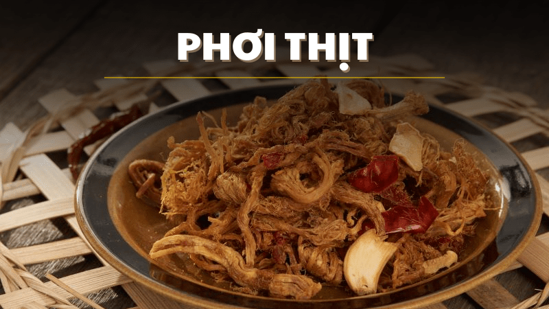 Phơi thịt khô heo cháy tỏi