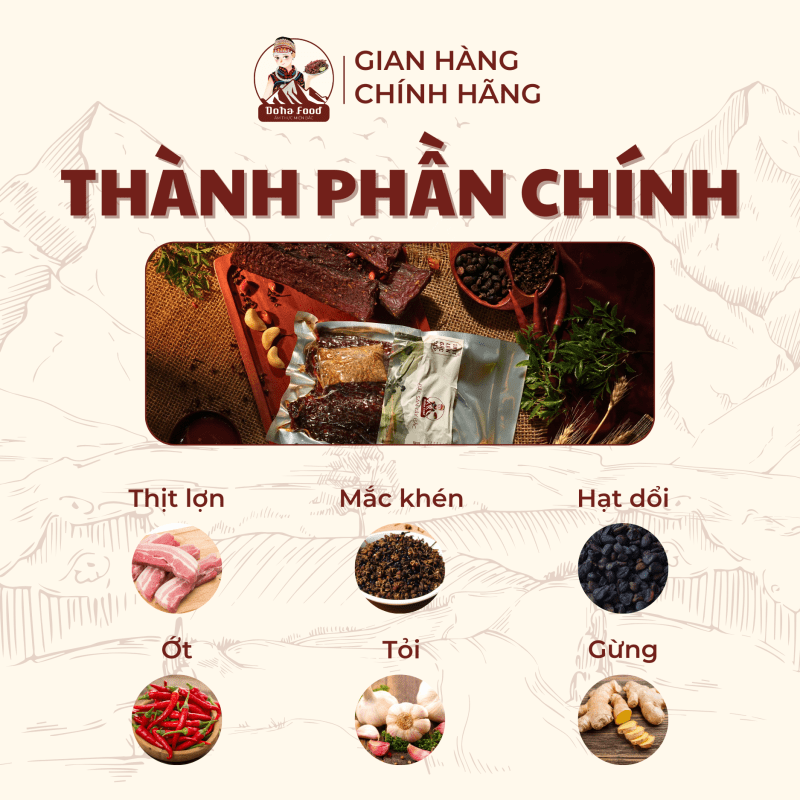 Thành phần chính lợn gác bếp Tây Bắc