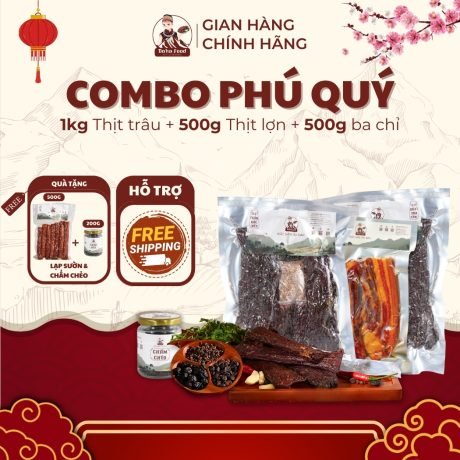 Combo Phú Quý: 2KG (Trâu, Lợn gác bếp & ba chỉ hun khói)