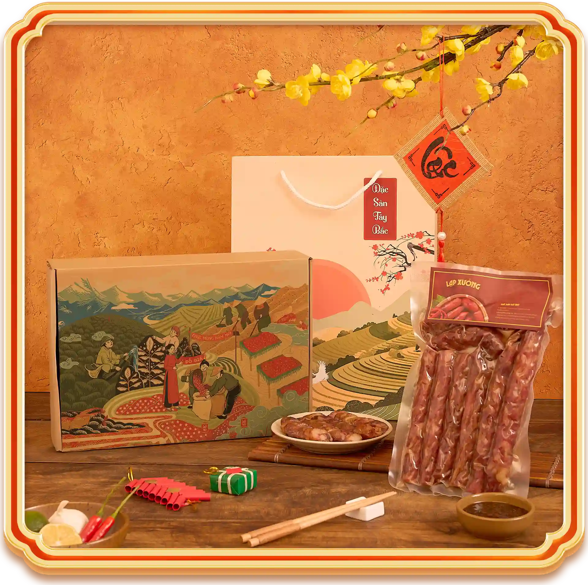 hộp quà lạp xưởng gác bếp